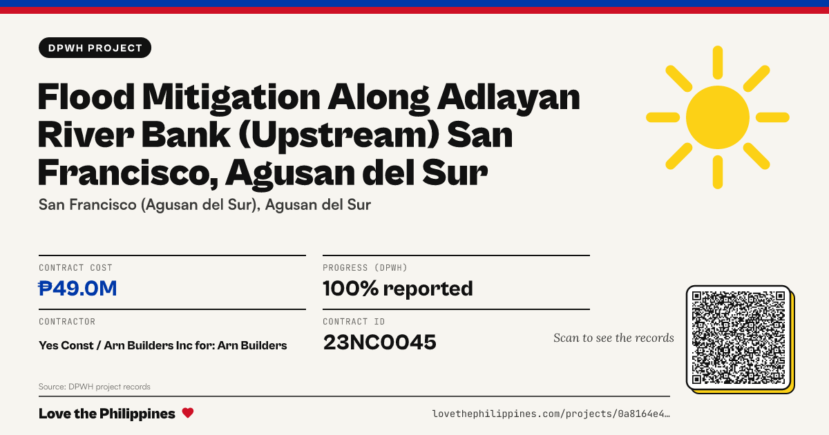 Share card: Flood Mitigation along Adlayan River Bank (Upstream) San Francisco, Agusan Del Sur