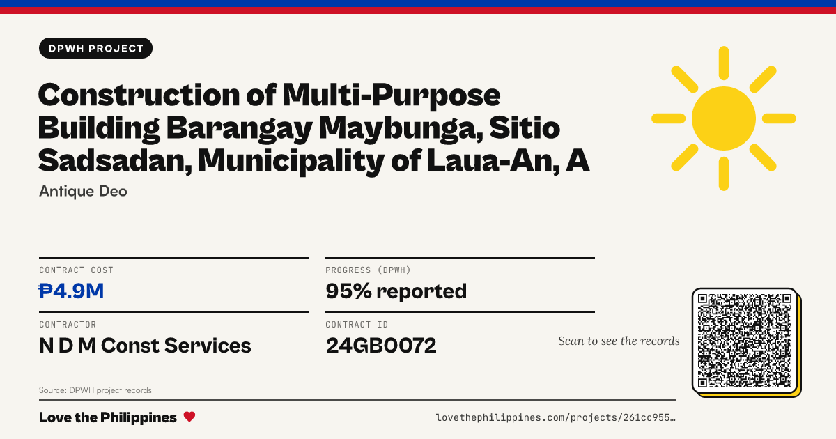 Share card: CONSTRUCTION OF MULTI-PURPOSE BUILDING BARANGAY MAYBUNGA, SITIO SADSADAN, MUNICIPALITY OF LAUA-AN, A