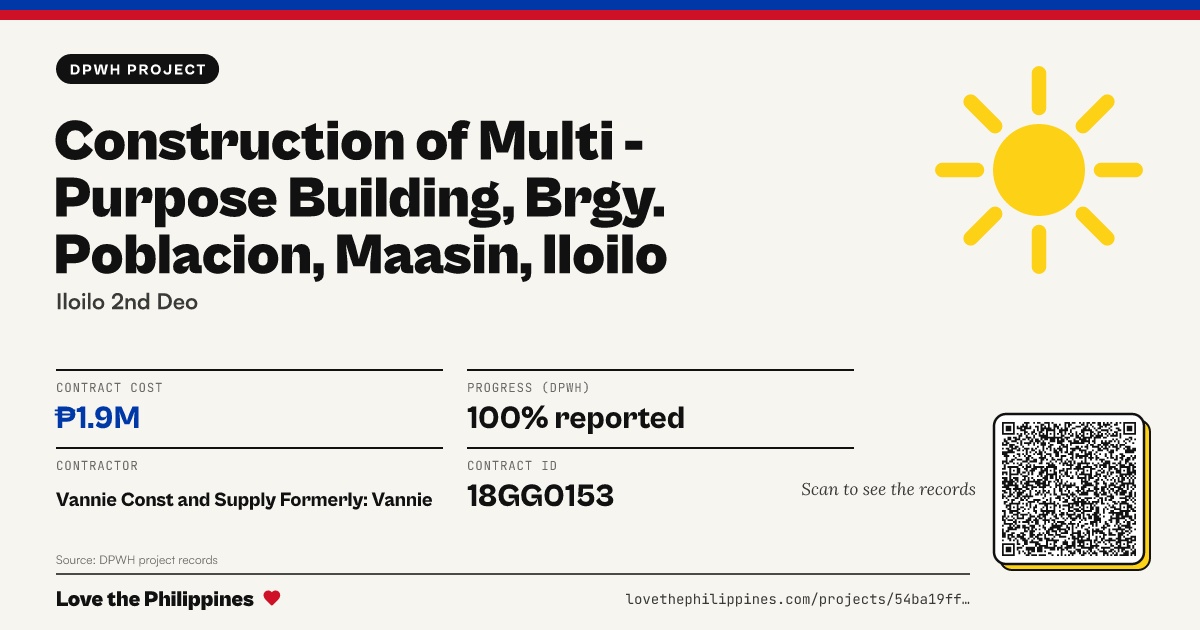Share card: CONSTRUCTION OF MULTI - PURPOSE BUILDING, BRGY. POBLACION, MAASIN, ILOILO
