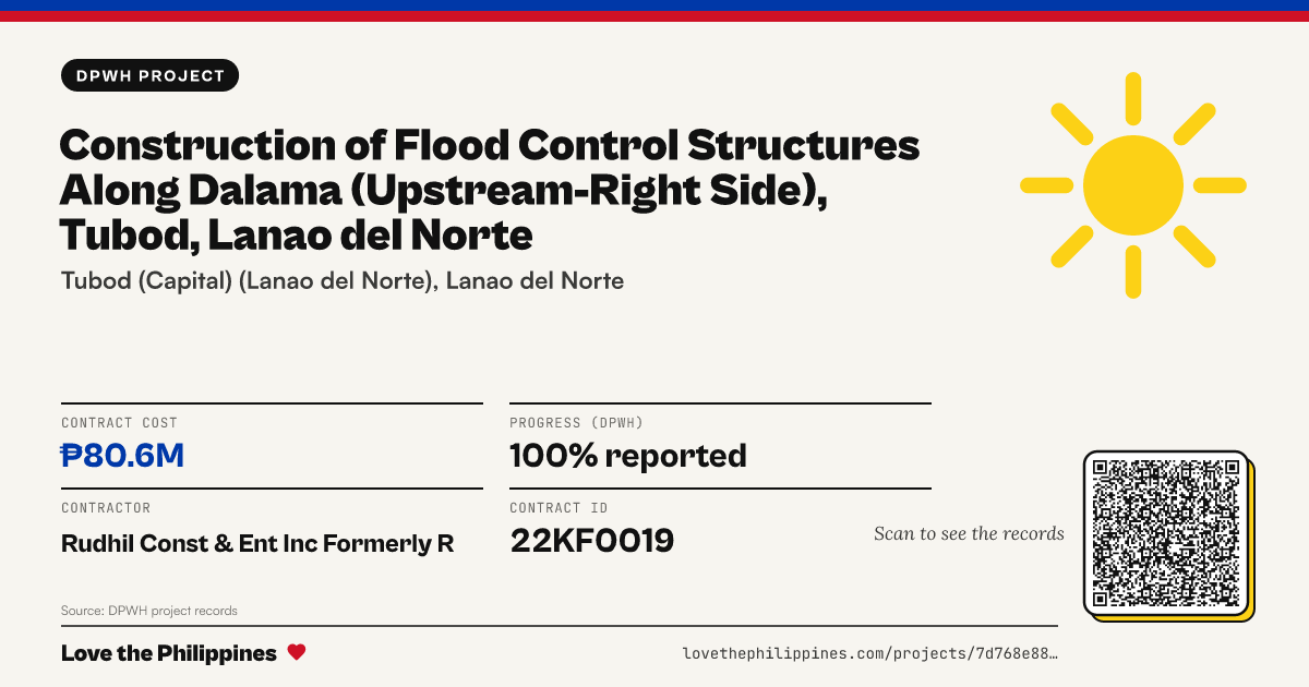 Share card: Construction of Flood Control Structures along Dalama (Upstream-Right Side), Tubod, Lanao del Norte