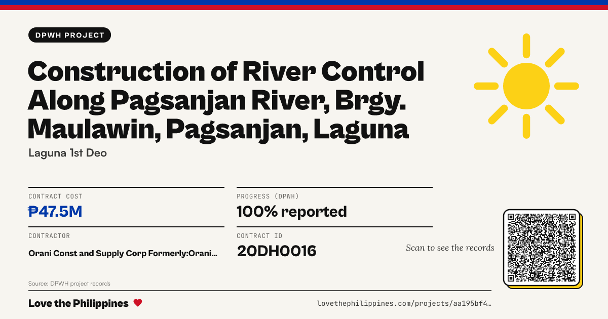Share card: CONSTRUCTION OF RIVER CONTROL ALONG PAGSANJAN RIVER, BRGY. MAULAWIN, PAGSANJAN, LAGUNA