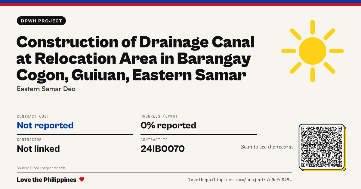 Share card: CONSTRUCTION OF DRAINAGE CANAL AT RELOCATION AREA IN BARANGAY COGON, GUIUAN, EASTERN SAMAR