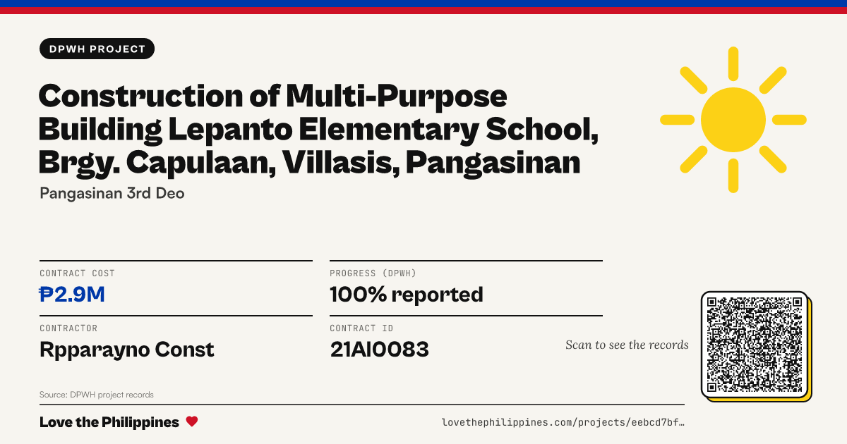 Share card: CONSTRUCTION OF MULTI-PURPOSE BUILDING LEPANTO ELEMENTARY SCHOOL, BRGY. CAPULAAN, VILLASIS, PANGASINAN