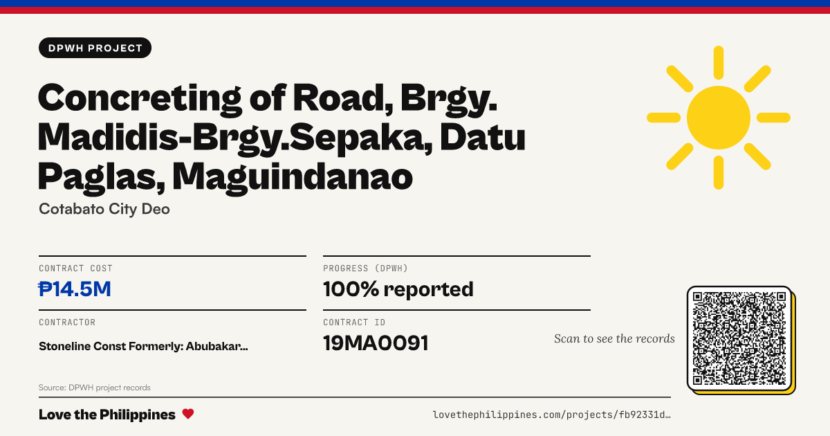 Share card: CONCRETING OF ROAD, BRGY. MADIDIS-BRGY.SEPAKA, DATU PAGLAS, MAGUINDANAO